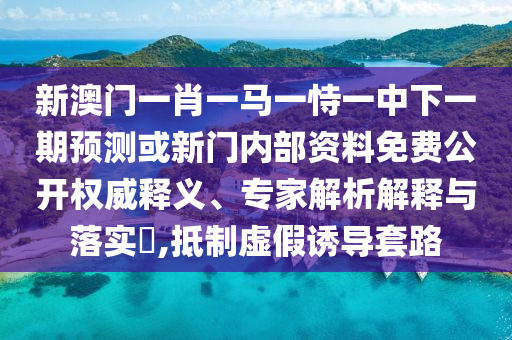 新澳門一肖一馬一恃一中下一期預測或新門內部資料免費公開權威釋義、專家解析解釋與落實?,抵制虛假誘導套路