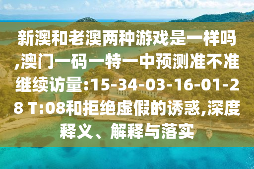 新澳和老澳兩種游戲是一樣嗎,澳門(mén)一碼一特一中預(yù)測(cè)準(zhǔn)不準(zhǔn)繼續(xù)訪量:15-34-03-16-01-28 T:08和拒絕虛假的誘惑,深度釋義、解釋與落實(shí)