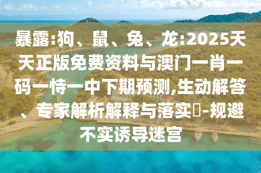 暴露:狗、鼠、兔、龍:2025天天正版免費(fèi)資料與澳門一肖一碼一恃一中下期預(yù)測(cè),生動(dòng)解答、專家解析解釋與落實(shí)?-規(guī)避不實(shí)誘導(dǎo)迷宮
