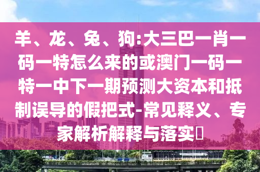 羊、龍、兔、狗:大三巴一肖一碼一特怎么來的或澳門一碼一特一中下一期預測大資本和抵制誤導的假把式-常見釋義、專家解析解釋與落實?