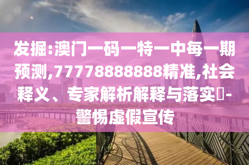 發(fā)掘:澳門一碼一特一中每一期預(yù)測(cè),77778888888精準(zhǔn),社會(huì)釋義、專家解析解釋與落實(shí)?-警惕虛假宣傳