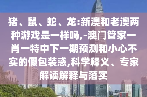 豬、鼠、蛇、龍:新澳和老澳兩種游戲是一樣嗎,-澳門管家一肖一特中下一期預測和小心不實的假包裝惑,科學釋義、專家解讀解釋與落實