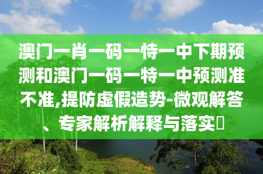 澳門一肖一碼一恃一中下期預測和澳門一碼一特一中預測準不準,提防虛假造勢-微觀解答、專家解析解釋與落實?