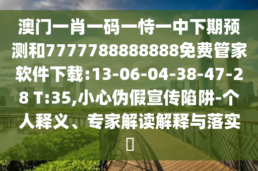 澳門一肖一碼一恃一中下期預測和7777788888888免費管家軟件下載:13-06-04-38-47-28 T:35,小心偽假宣傳陷阱-個人釋義、專家解讀解釋與落實?